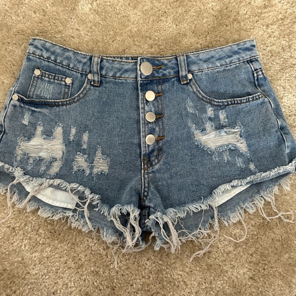 Distressed Denim Shorts